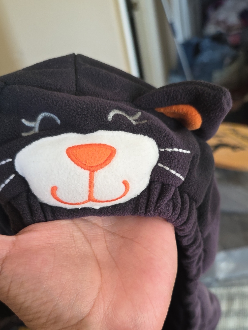 🎃🎃🎃Carter's Plush Black Cat Hooded Costume with Orange Polka Dot Tights - Picture 7 of 7